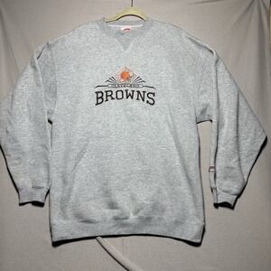 Vintage Cleveland Browns Woven‎ Crewneck L Sweatshirt 90s Cadre Embroidered